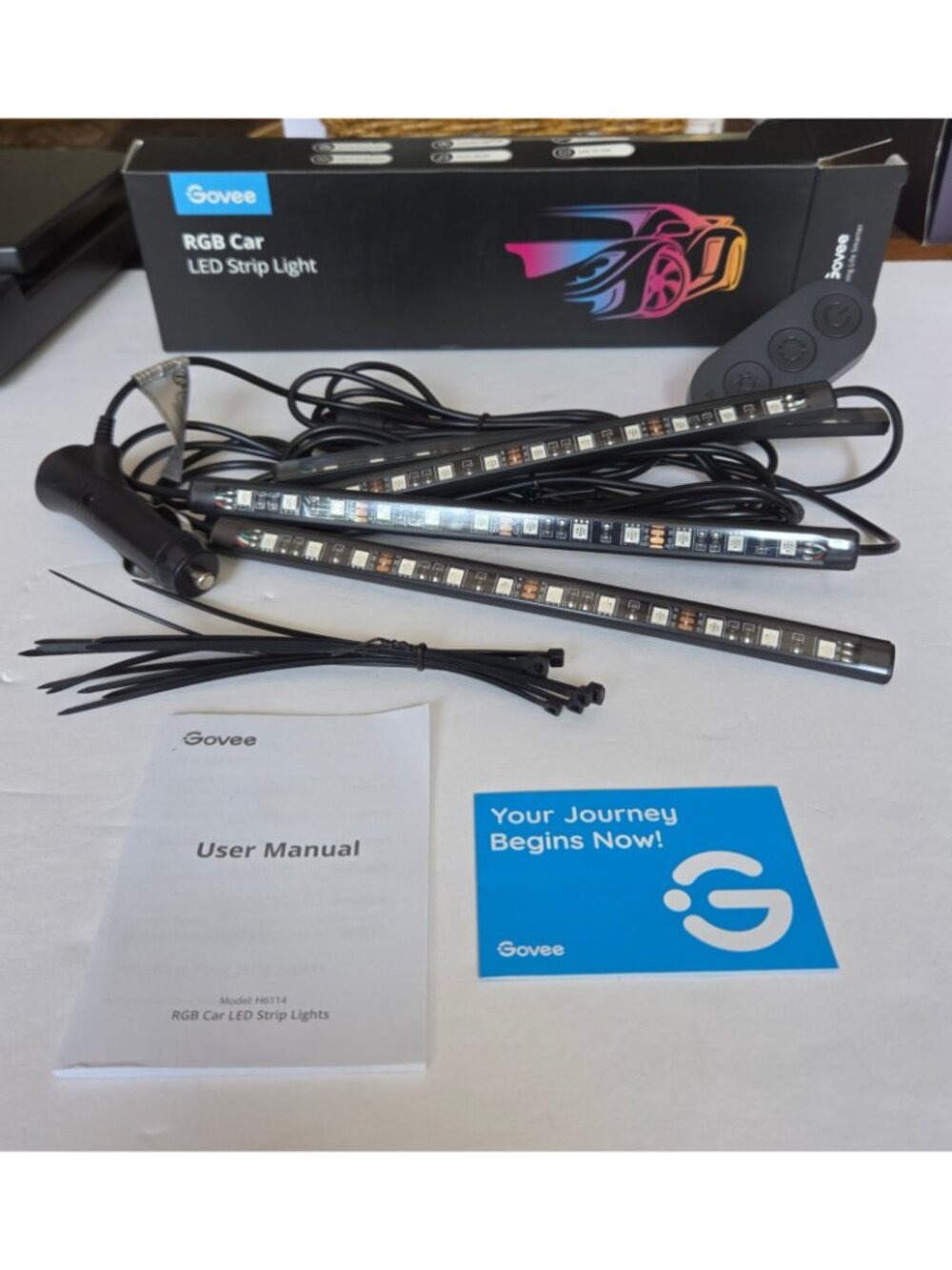 Govee RGB Car LED 4 Pc Strip Interior Lighting Kit Remote Control Multi-Color - Picture 3 of 7